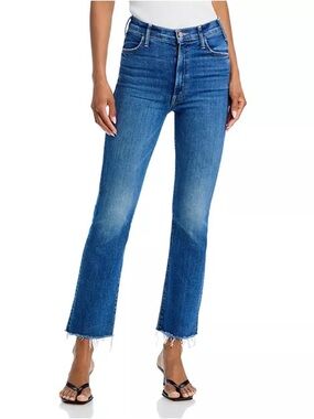 👖MOTHER The Hustler Ankle Fray Jeans Size 26 High Rise Raw Hem Crop Denim